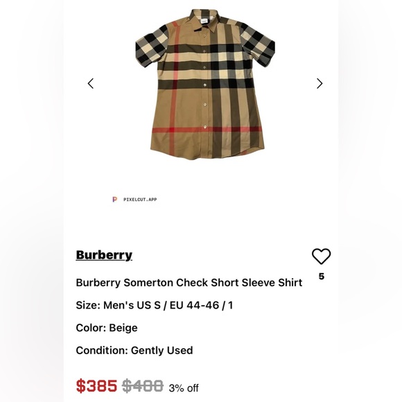 Burberry Somerton Check Short Sleeve Shirt size (LG) Worn Once in Condition NEW - Picture 9 of 9